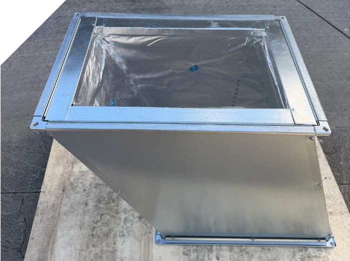 Wrapped metal ducting box fabricated for a commercial project